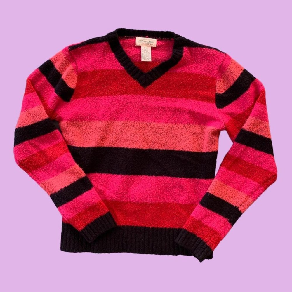 Y2K FUNKY MULITCOLOR STRIPE SWEATER‎